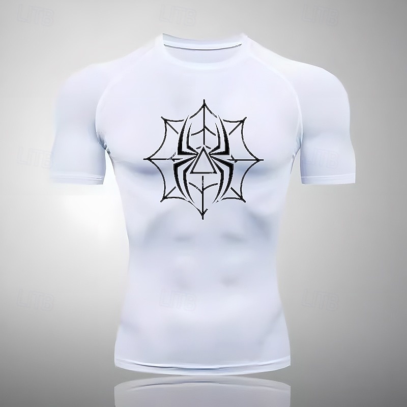 Муж. Компрессионная футболка Спортивная рубашка Фитнес-рубашка С короткими рукавами Футболка Футболка Повседневные Одежда для спорта и отдыха Лето Пауки Быстровысыхающий Мягкий Дышащий 2026 - $15.49 –P1