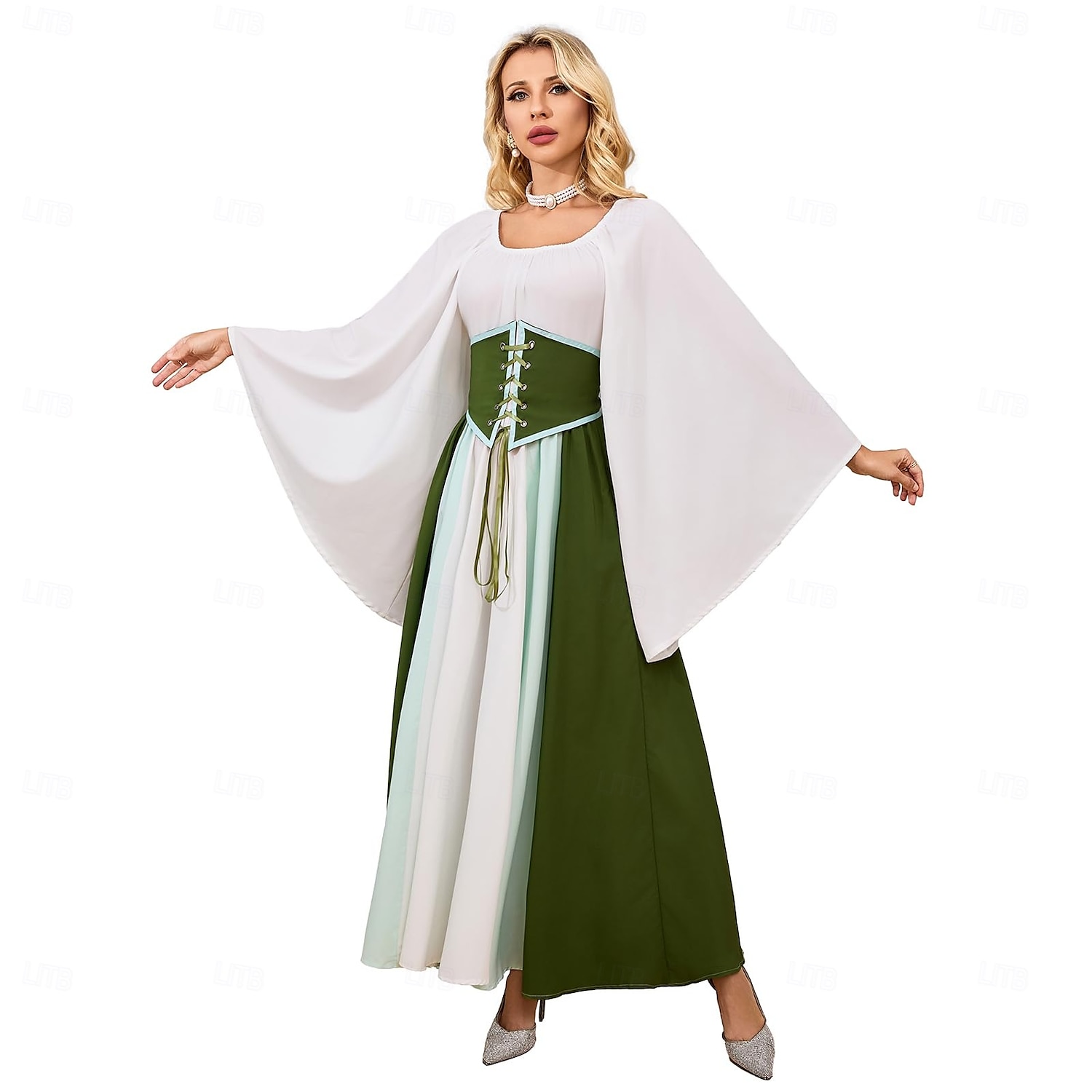 Retro Středověké Renesanční Šaty Šaty inspirované Regency Ren Faire Elf Viking Elfí Dámské Keltské Pirát Fantazie předvečer Všech svatých Karneval Plesová maškaráda Párty LARP Ren Faire Dospělé Šaty 2025 - $46.99 –P5