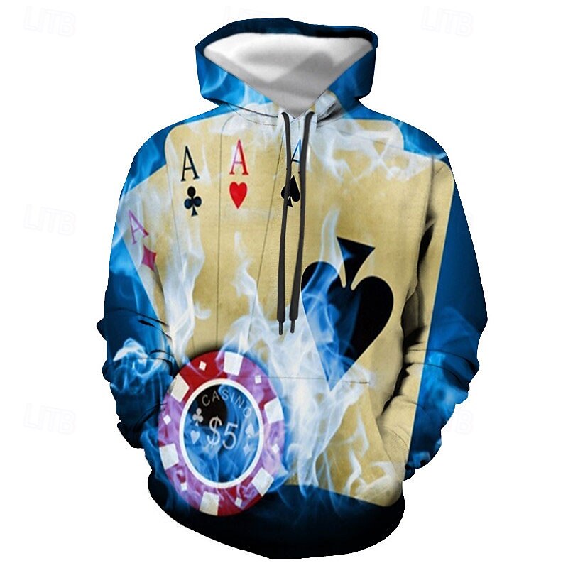 Per uomo Pop art Carte francesi Felpa con cappuccio Felpe Felpa Felpa con cappuccio Manica lunga Felpa con cappuccio Con cappuccio Streetwear Stampa 3D Informale Giornaliero Argento Nero Stampa del 2025 a $31.99 –P3