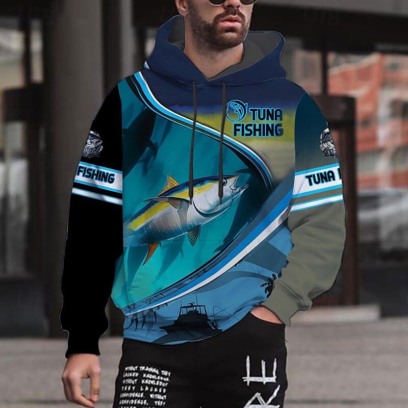 Homme Graphic Poissons Sweat à capuche Sweats à Capuche Sweat-shirt Sweat à capuche manche longue Sweat à capuche Capuche Vêtement de rue 3D effet Sport & Loisir du quotidien Noir Bleu Roi Imprimer de 2025 ? $31.99 –P7