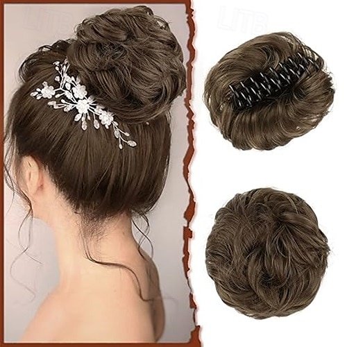 Chignon Chignon Con clip Capelli sintetici Pezzo di capelli Estensione capelli Ondulato Feste Giornaliero Da tutti i giorni Marrone Medio Castano Castano dorato del 2025 a $7.99 –P5
