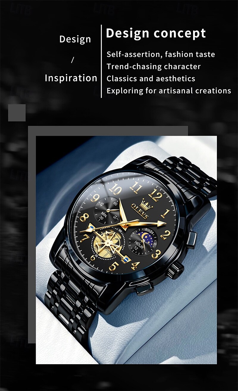 New Olevs Brand Trend Fashion Men'S Watches Luminous Chronograph Digital Scale Multifunction Waterproof Simple Quartz Watch Men'S Wristwatch 2025 - $32.99 –P4