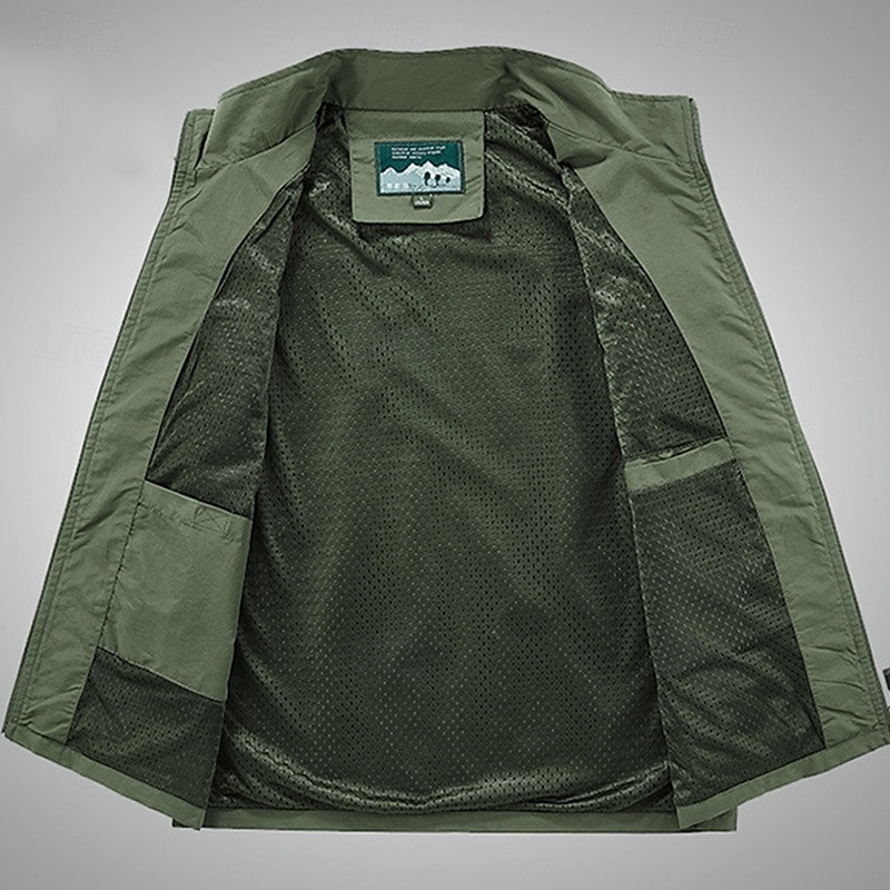 Herren Weste Angelweste Weste für Wanderer Täglich Verabredung Urlaub Modisch Brautkleider schlicht Frühling Sommer Gitter Tasche Polyester Atmungsaktiv Komfortabel Glatt Reisverschluss Ständer 2025 - $38.99 –P2