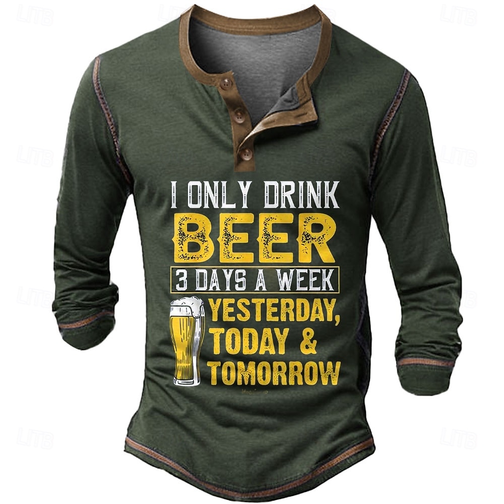 T-shirt graphique à manches longues pour homme blague sur la bière - Hier Aujourd'hui Demain de 2026 ? $23.99 –P1