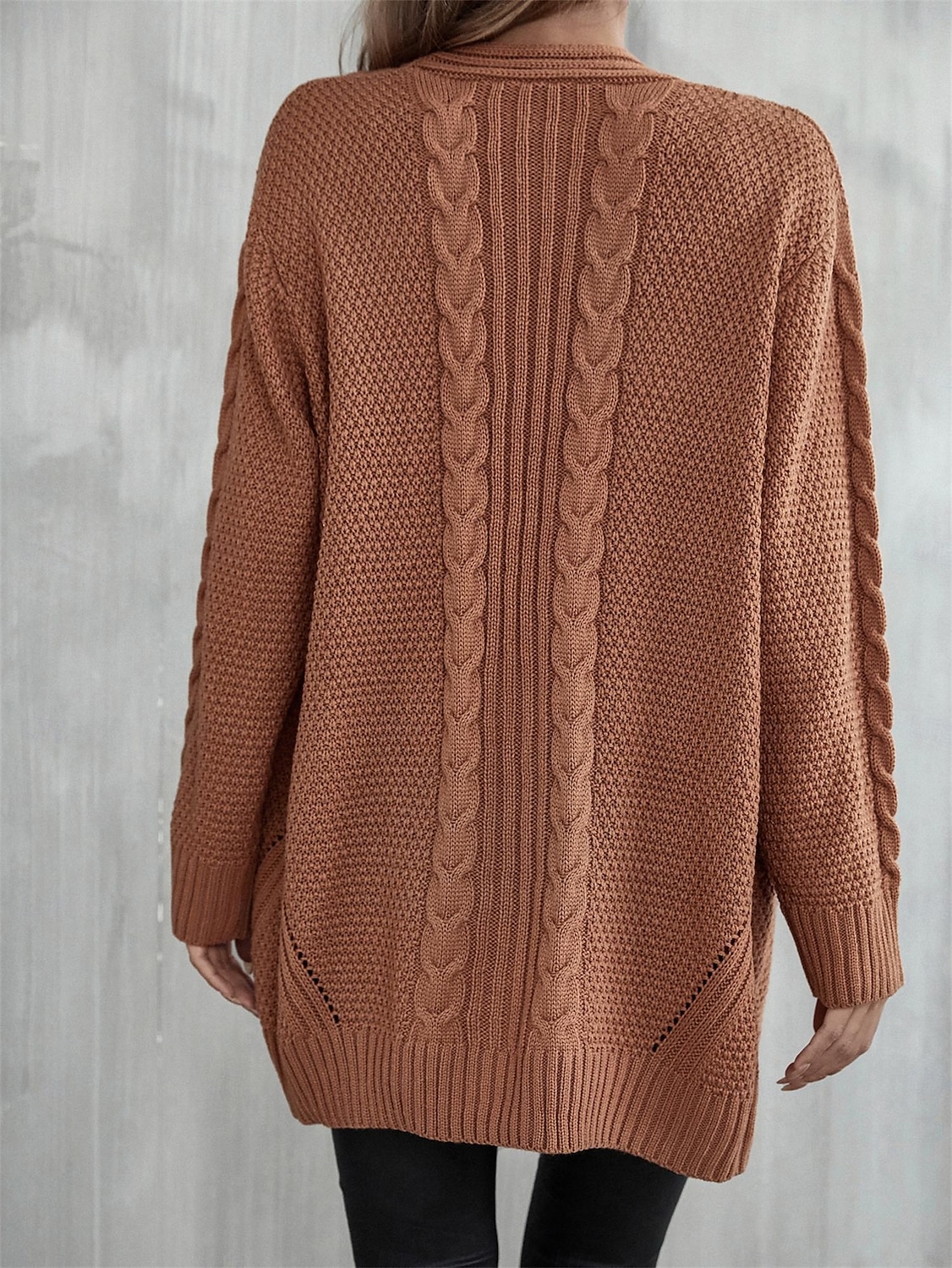Damen Pullover Modisch Täglich Brautkleider schlicht Graphic Bedruckt Öffnung vorne Strick Textur Langarm Lange Oberteile Stricken Heim Arbeit Schwarz Rosa Herbst Winter 2025 - $62.99 –P2