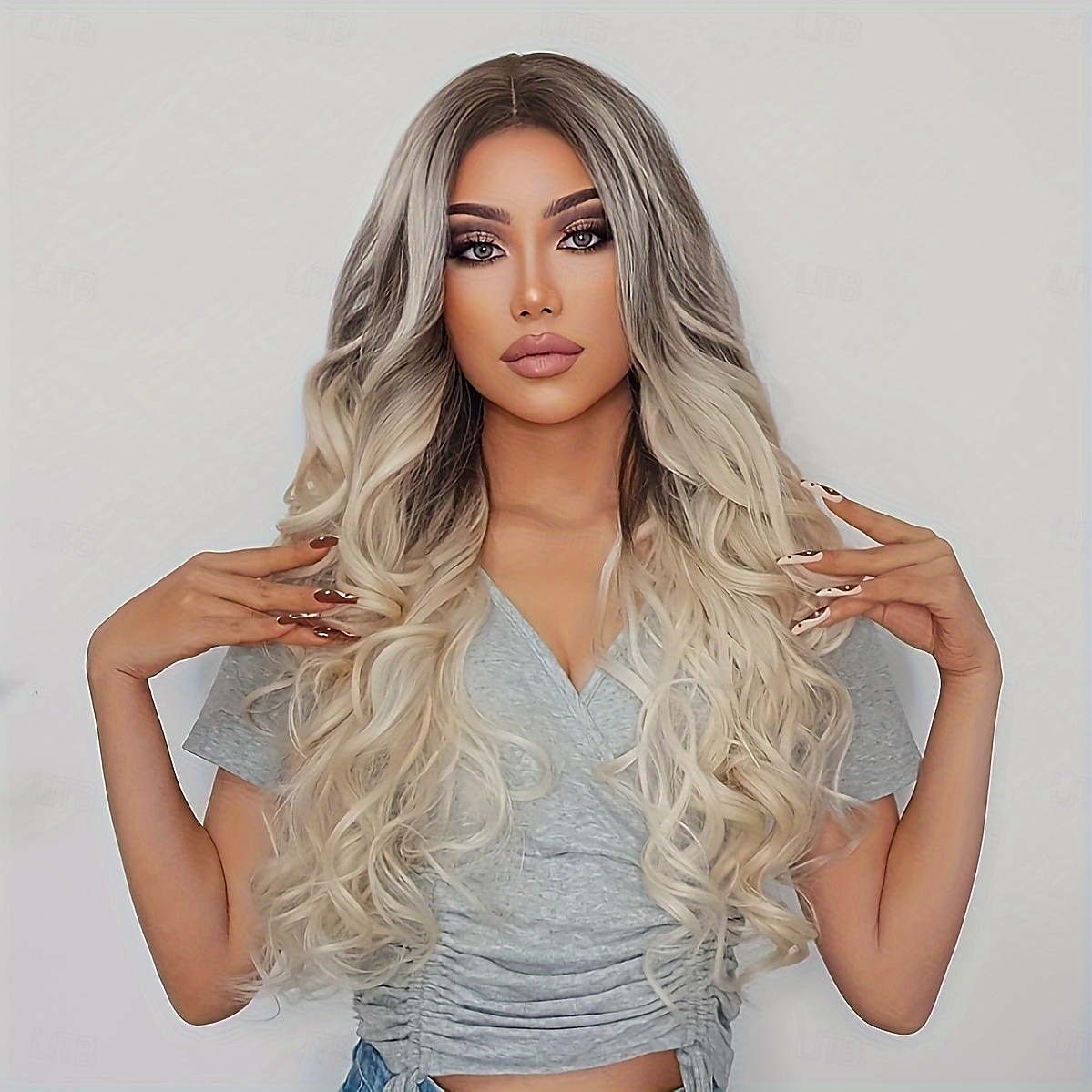 peruca sintética ombre onda profunda elegante para mulheres toque natural durável confortável rosa rede cap transforme seu visual instantaneamente de 2025 por $19.99 –P1