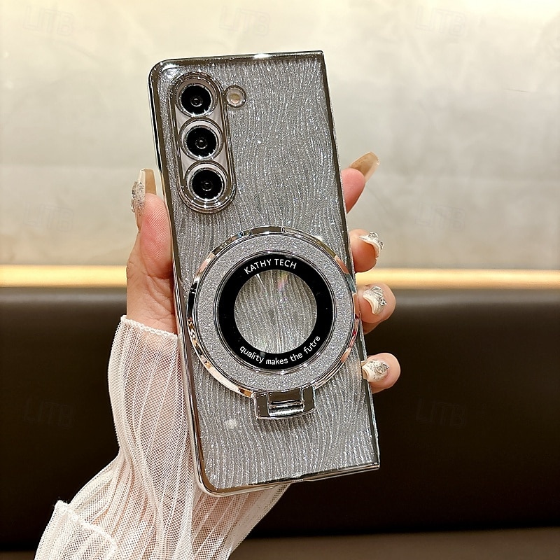 Phone Case For Z Fold 7 Z Fold 6 Z Fold 5 Z Fold 4 Z Fold 3 Back Cover with Stand Holder Support Wireless Charging Bling Glitter Shiny Retro TPU Plating 2025 - $19.99 –P2