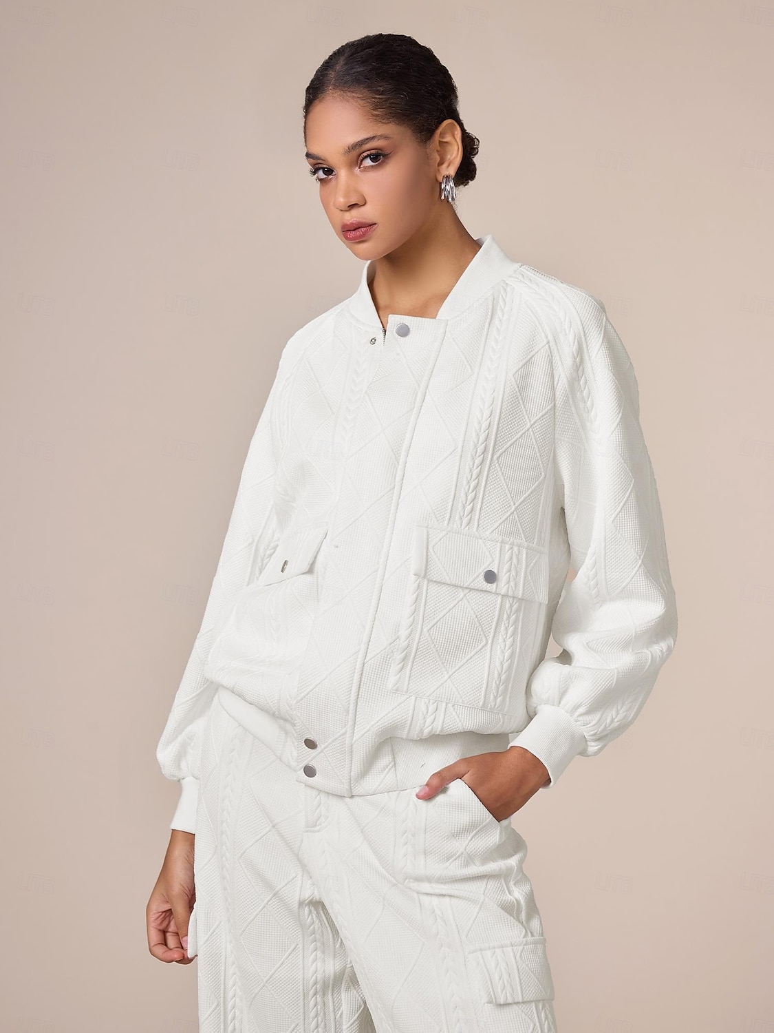 casual σακάκι bomber με μανίκια ρεγκλάν με λαιμόκοψη 2025 - $62.99 –P7