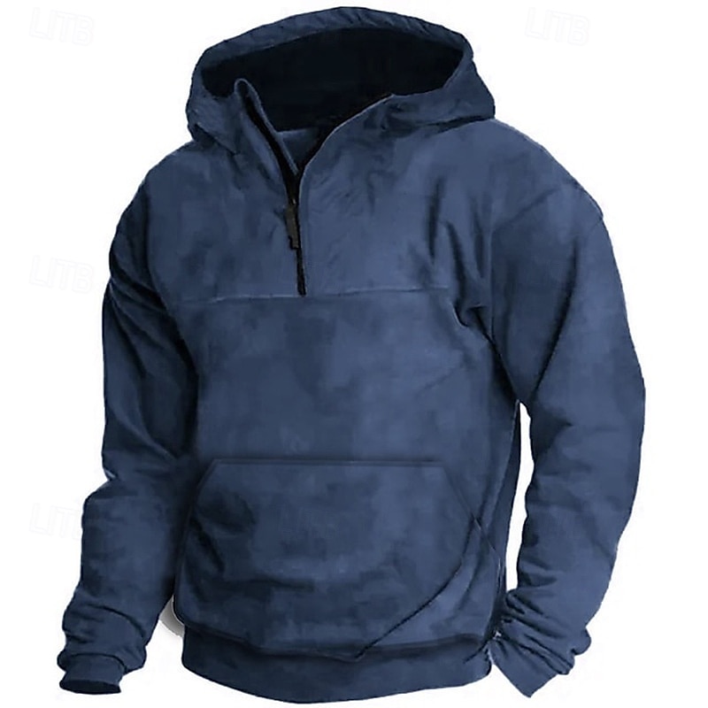 Pánské Kapuce Mikina se zipem na čtvrtletí Černá Armádní zelená Námořnická modř Khaki Světle šedá Kapuce Bez vzoru Přední kapsa Sporty a outdoor Denní Dovolená Polyester Šik ven Základní Na běžn 2025 - $41.99 –P2