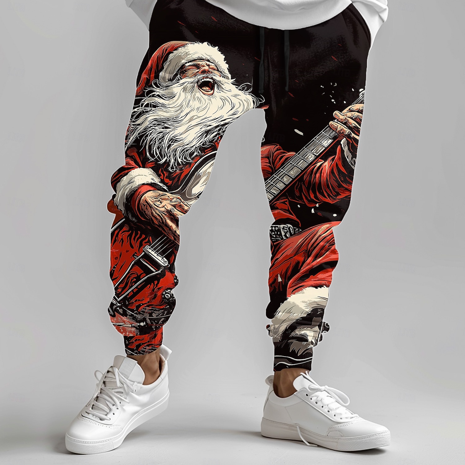 jul herr jultomten tryckta träningsbyxor jultomten mode fritids joggingbyxor byxficka mid midja dragsko resår midja fest kväll dagligt klädsel vår höst vinter 3d print normal passform 2025 - $26.99 –P1