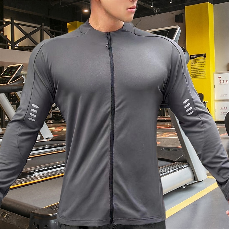 Per uomo Maglia Atletica Maglia da palestra Camicia fitness Camicia a compressione imbottita Zip intera Manica lunga Maglietta / Maglia Informale Athleisure Autunno Traspirante Asciugatura rapida del 2025 a $19.19 –P6