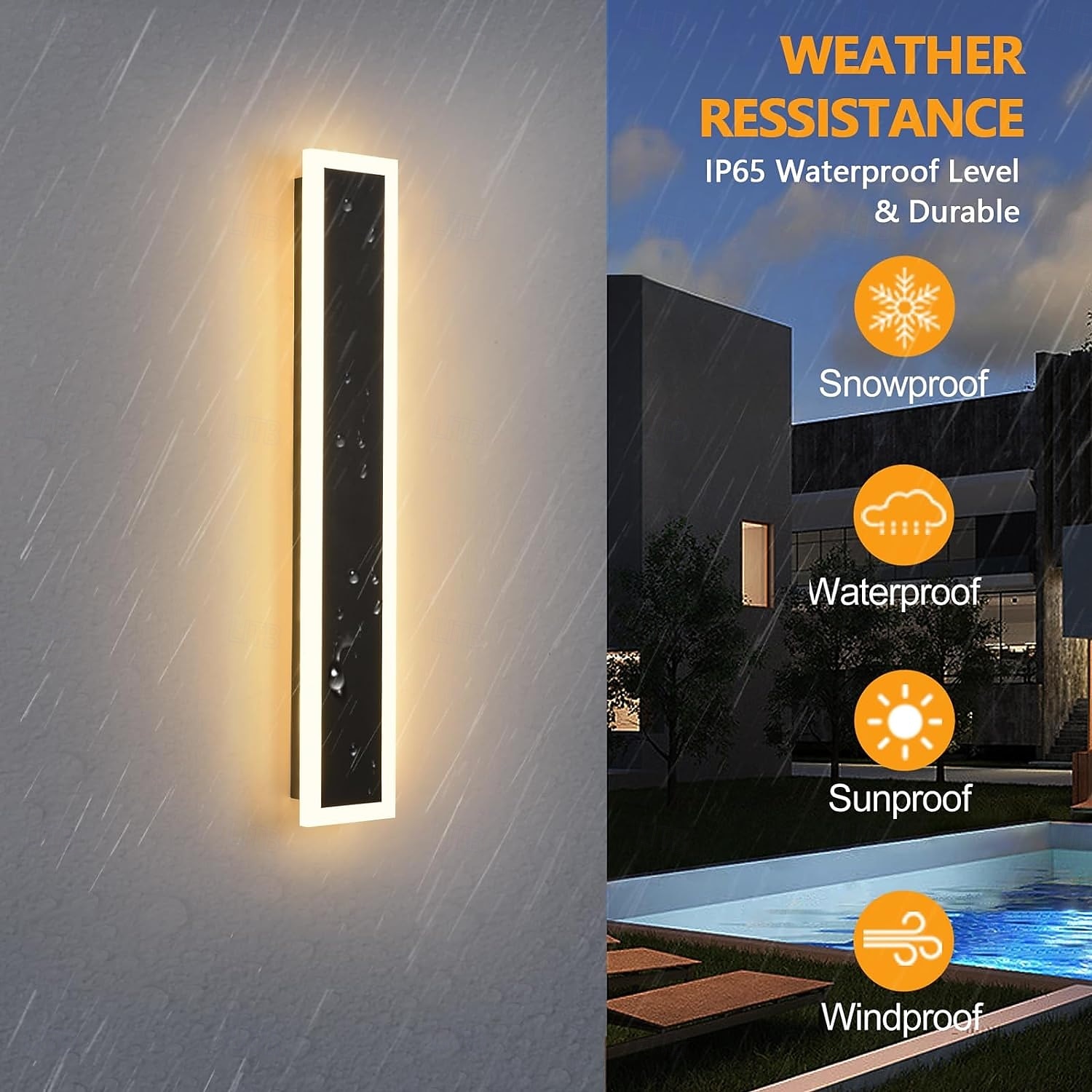 Modern Outdoor Waterproof LED Wall Sconce 15.7-70inch Color Light Optional IP65 Black Acrylic Wall Light Fixture Frosted Elegant Rust Proof AC85-265V 2025 - $49.99 –P9
