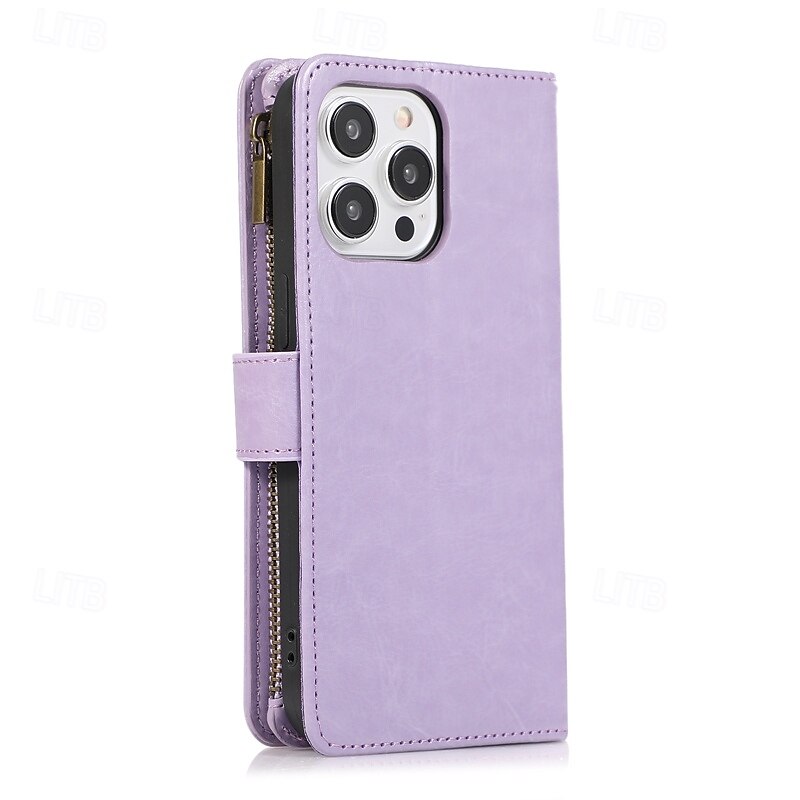 Phone Case For iPhone 16 Pro Max Plus iPhone 15 Pro Max Plus iPhone 14 13 12 11 Pro Max Mini SE X XR XS Max 8 7 Plus Back Cover with Stand Holder Zipper with Wrist Strap Retro TPU PU Leather 2025 - $17.99 –P7