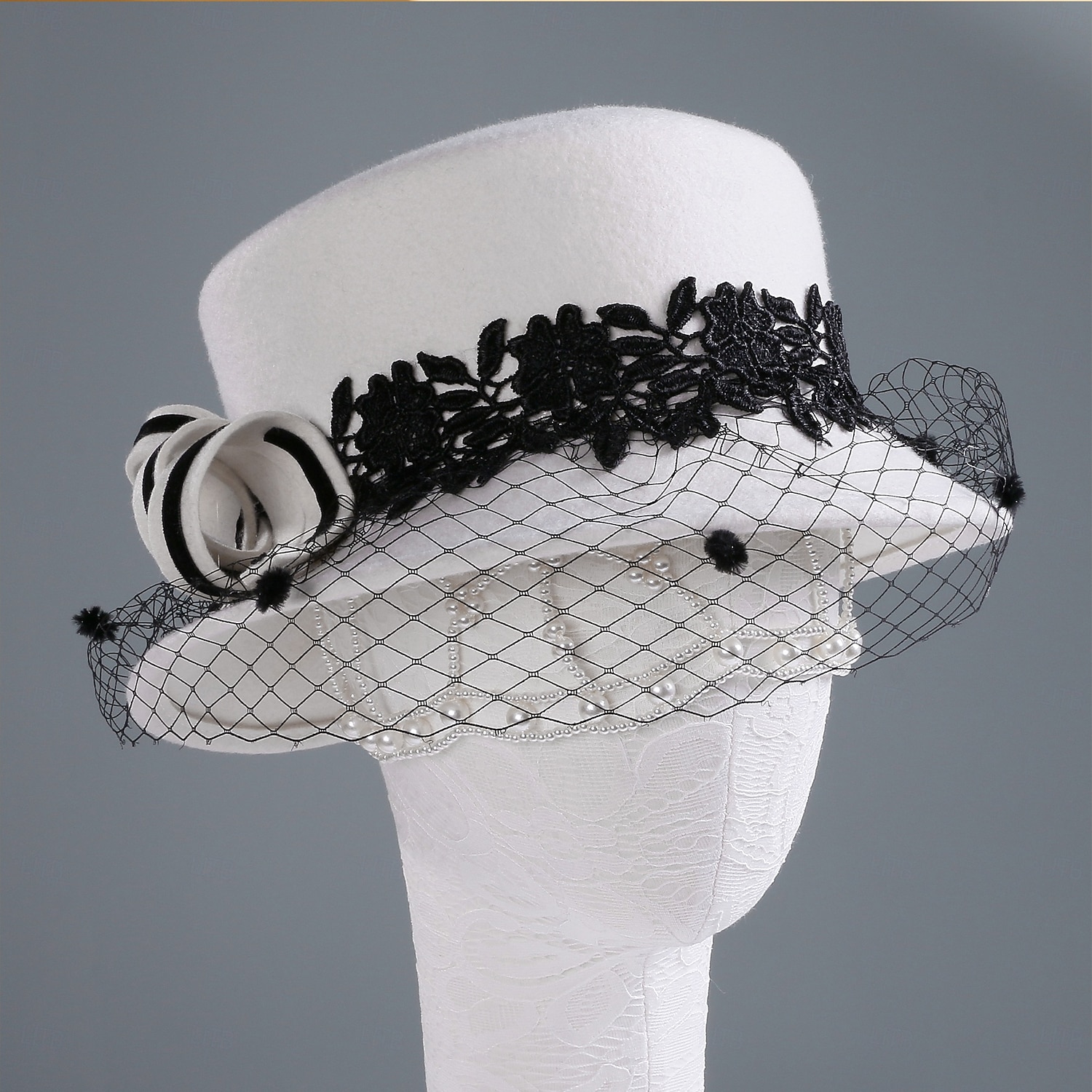 pălării 100% lână pălărie fedora nuntă ziua doamnelor elegant britanic cu dantelă îmbinare căciulă pentru cap 2025 - $39.99 –P5