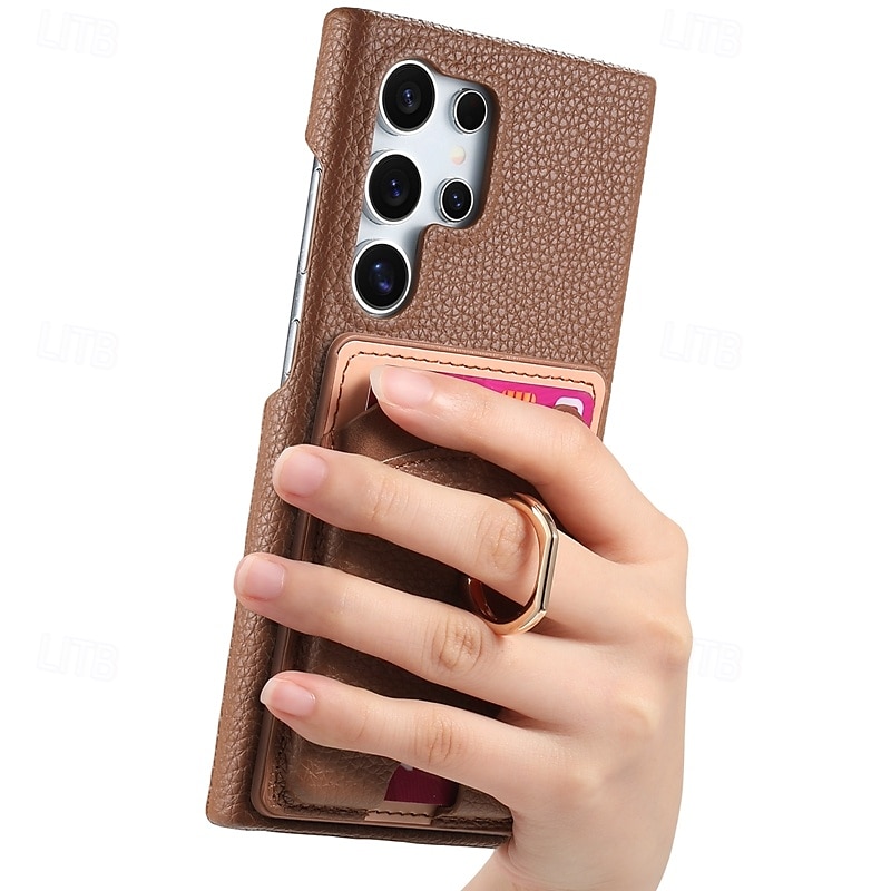 Phone Case For Samsung Galaxy S24 S23 S22 S21 Ultra Plus A55 A35 A25 A15 5G A55 5G A14 A34 A54 S20 Plus S20 Ultra A53 A33 A23 A13 A33 Back Cover Ring Holder Card Slot Shockproof Retro PC PU Leather 2025 - $18.99 –P8