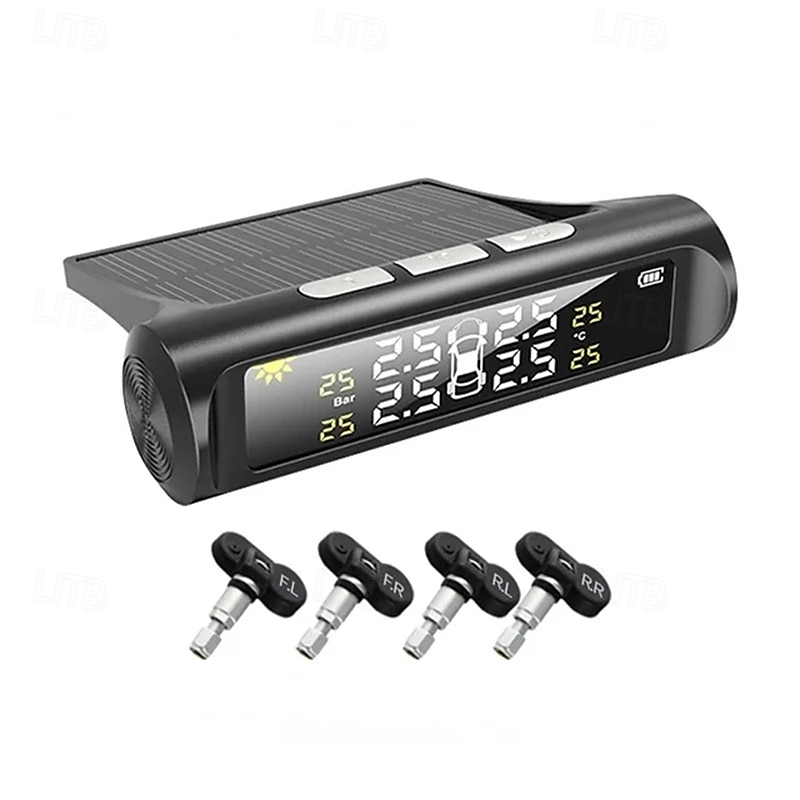 monitor de presiune a anvelopelor de mașină fără fir mașină tpms sistem de monitorizare a presiunii în anvelope a energiei solare afișaj digital lcd usb alarmă de securitate auto anvelope senzor 2025 - $52.99 –P6