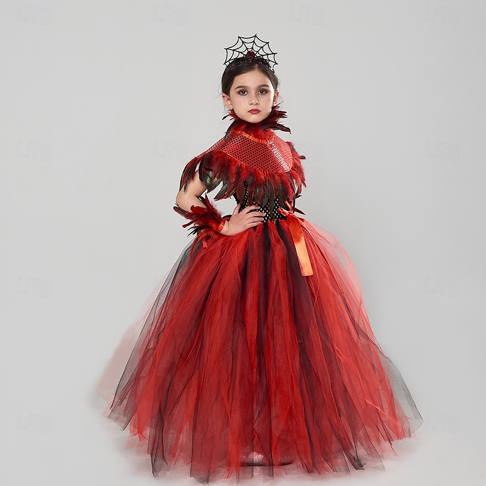Čerodějnice Upír Scarlet Witch Valpuržina noc Úbory Fancy kostým Dětské Dívčí Výkon Párty Karneval Jednoduchý karnevalový kostým 2025 - $43.99 –P4