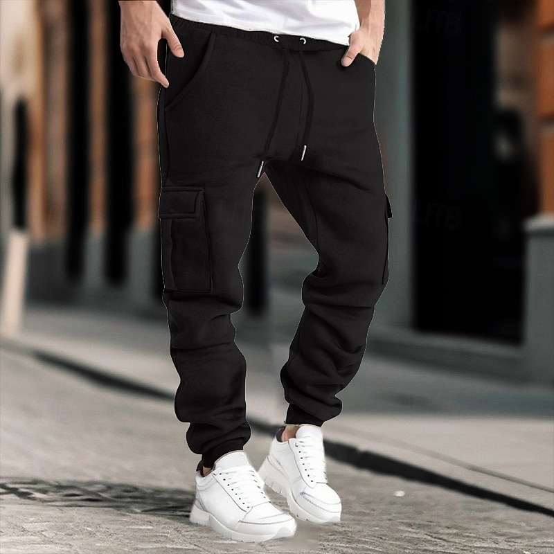 Homens Calças Cargo Calças Calça de moletom cargo Cintura elástica Bolso multi Punho com Elástico Tecido Vestível Ao ar livre Diário Acampar e Caminhar Moda Clássico Preto Amarelo de 2025 por $25.99 –P4