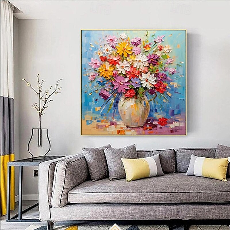 3D-Blumengemälde, handgefertigt, Palettenmesser, Blumen, Gemälde, Wandkunst, groß, rot, gelb, 3D-Strukturgemälde, moderne dekorative Gemälde, handgefertigt, Impressionismus, abstraktes Blumenölgemälde 2025 - $116.99 –P4
