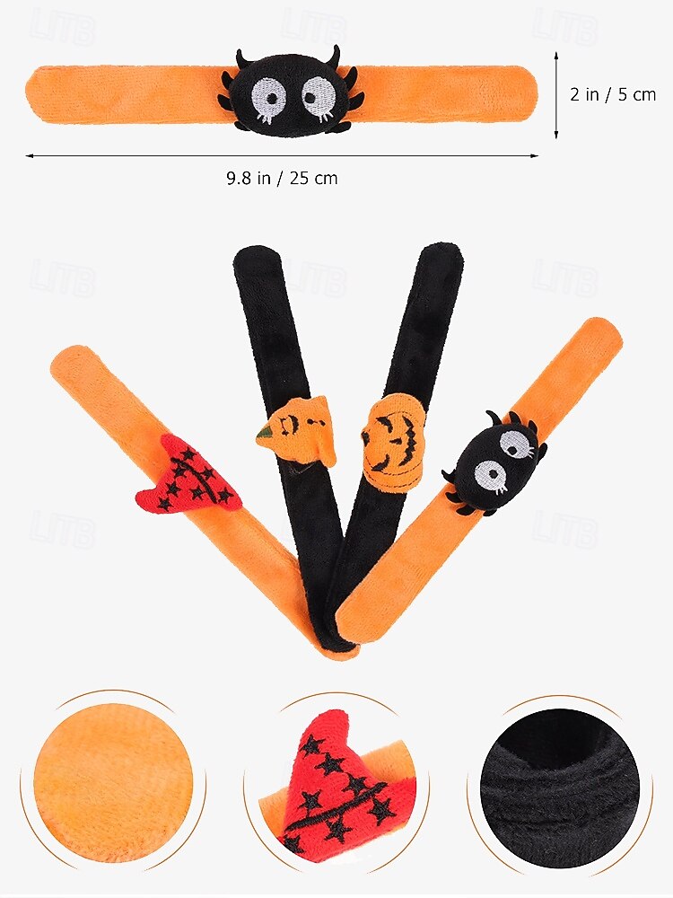 Мягкие браслеты на тему Хэллоуина – тыква, шляпа ведьмы, паук для детских вечеринок и украшений 2025 - $8.99 –P4