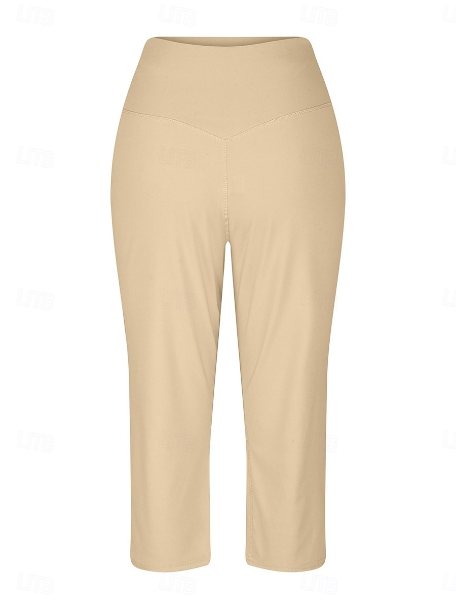 Femme Ample Chino Style classique Mollet Taille haute Plein Poche Confortable Doux Micro-élastique Yoga Casual Noir Blanche Abricot Café Printemps & Automne Standard de 2025 ? $22.99 –P5