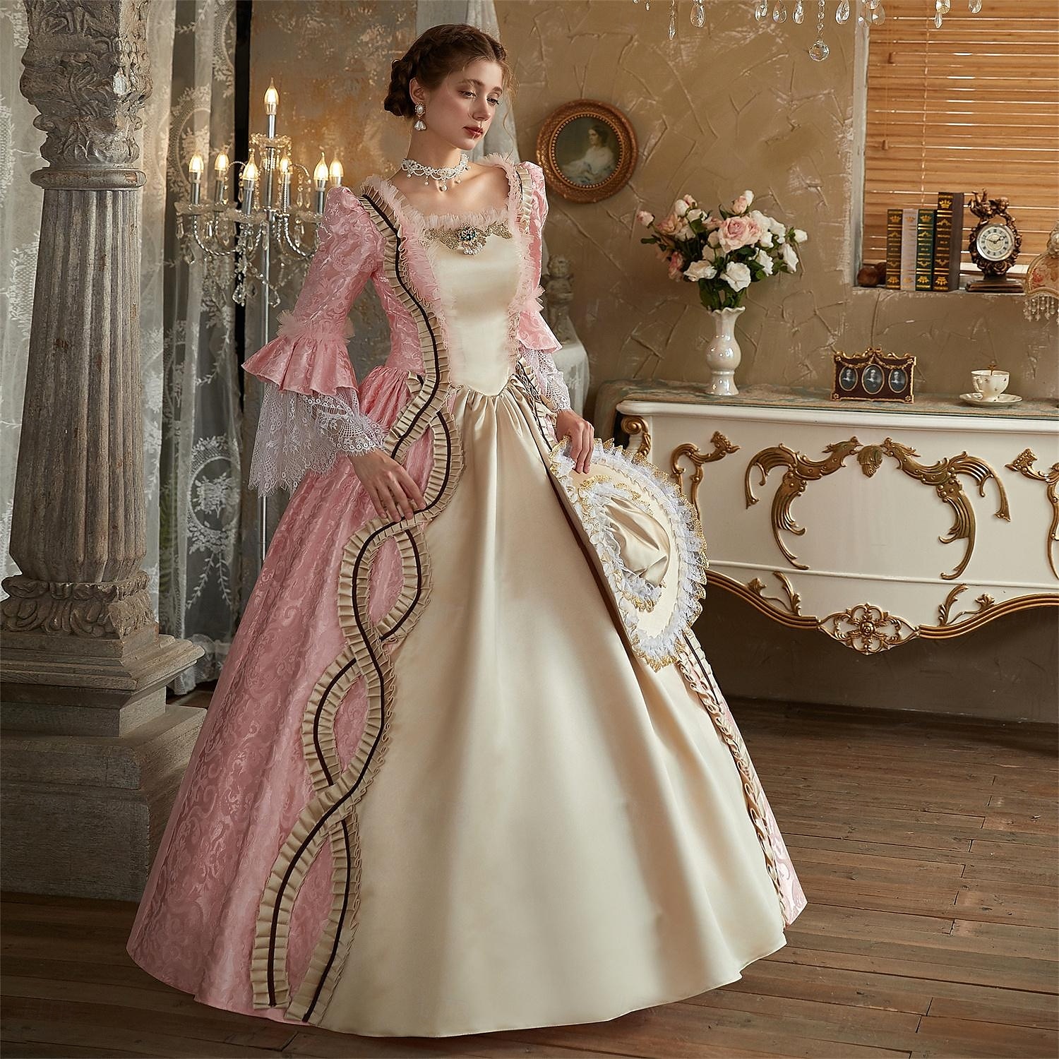 Rococo Victorian Vintage Inspired Dress Party Costume Prom Dress Princess Shakespeare Solid Color Ball Gown Women's Halloween Carnival Valentine's Day Party Evening Party Masquerade Adults' Dress All 2025 - $178.99 –P6