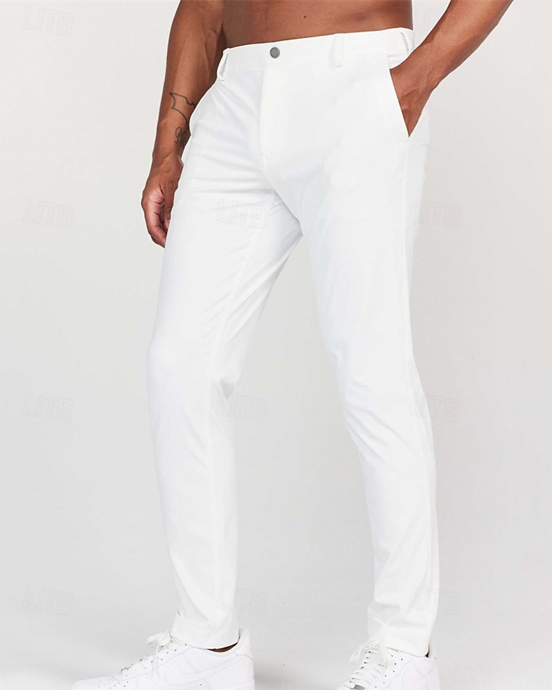 Voor heren Pakken Broek Chinese Knop Zak Effen Comfort Formeel Feest Werk Modieus Klassieke Stijl Zwart Wit Micro-elastisch 2026 - $12.49 –P8