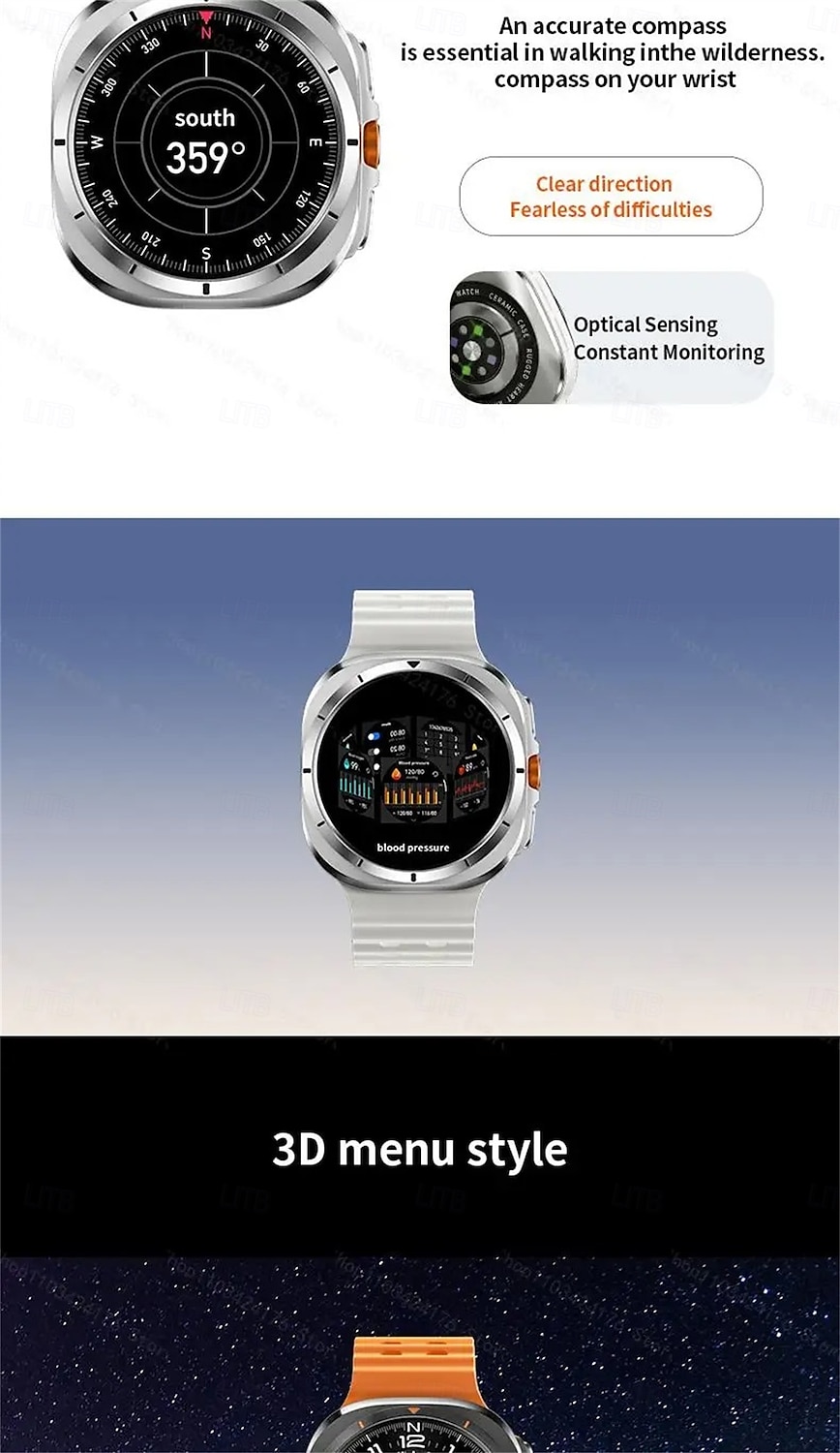 W7 AMOLED Smart Watch Ultra 7 Ai Dail 3D Menu SOS Compass Men Women Bluetooth Call Wireless Charging Sport Smartwatch 2025 - $54.99 –P6