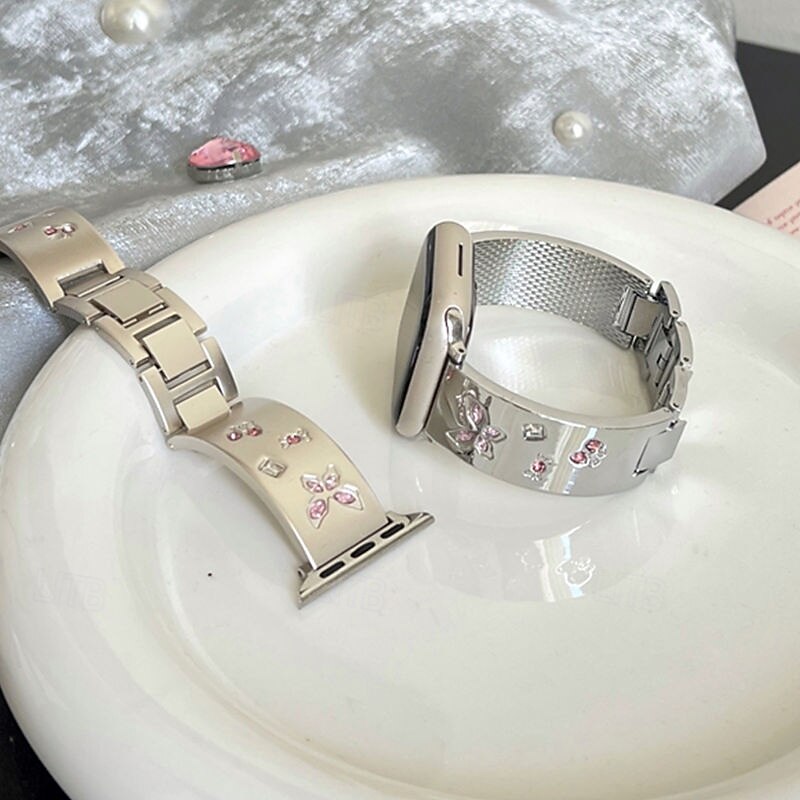 סולו לופ מותאם ל רצועת השעון של Apple Watch 38 מ"מ 40 מ"מ 41 מ"מ 42 מ"מ 44 מ"מ 45 מ"מ 49 מ"מ בלינג יהלום סוגר מתכת מתכוונן סגסוגת רצועת שעון חלופית ל iwatch Ultra 2 Series 9 8 7 SE 6 5 4 3 2 1 2025 - $21.99 -P4