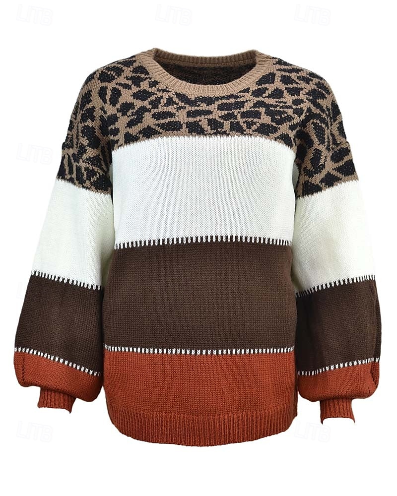 Damskie Sweter Moda Moda miejska Graficzny Zwierzę Półgolf Niejednolita całość Długi rękaw Długie topy Robić na drutach Na zewnątrz Weekend Czerwono-brązowy Brązowy Jesień Zima 2025 - $59.99 –P4