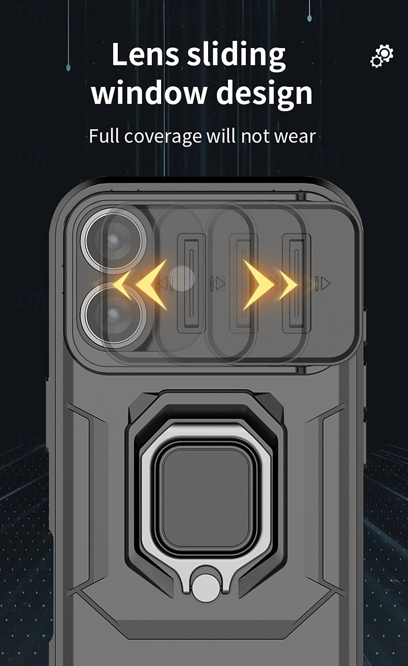 Phone Case For iPhone 16 Pro Max iPhone 15 Pro Max iPhone 14 Pro Max iPhone 13 Pro Max Back Cover Ring Holder Shockproof TPU PC Metal 2025 - $14.99 –P5
