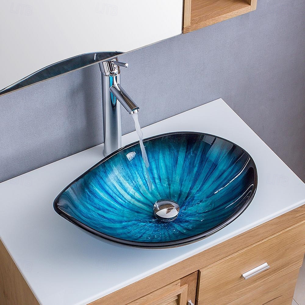 moderno semplice chiaro luce intaglio yuan tesoro lavabo in vetro temperato con rubinetto a cascata lavabo supporto lavello bwy19-193 del 2025 a $453.59 –P12