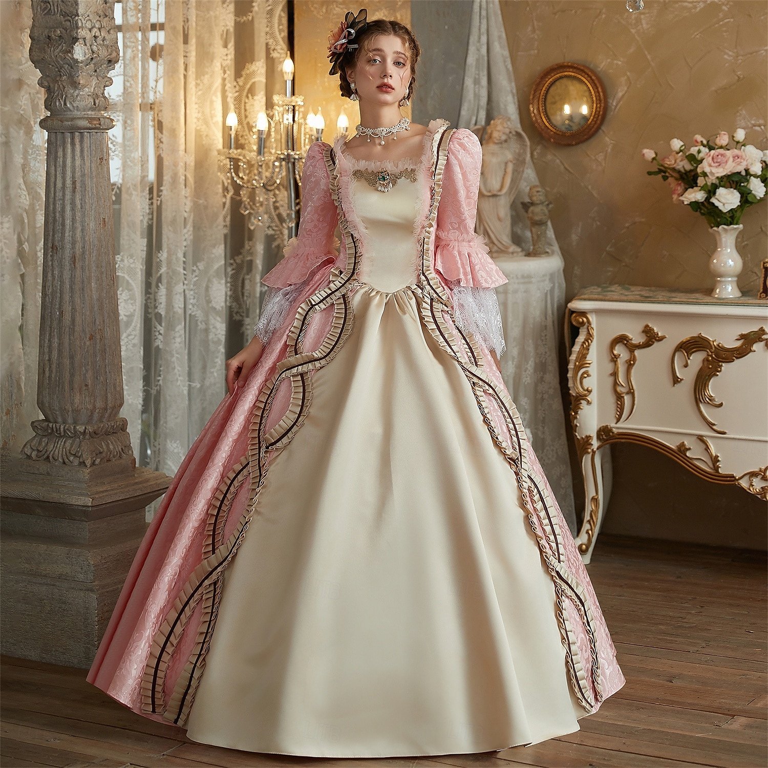 Rococo Victorian Vintage Inspired Dress Party Costume Prom Dress Princess Shakespeare Solid Color Ball Gown Women's Halloween Carnival Valentine's Day Party Evening Party Masquerade Adults' Dress All 2025 - $178.99 –P2