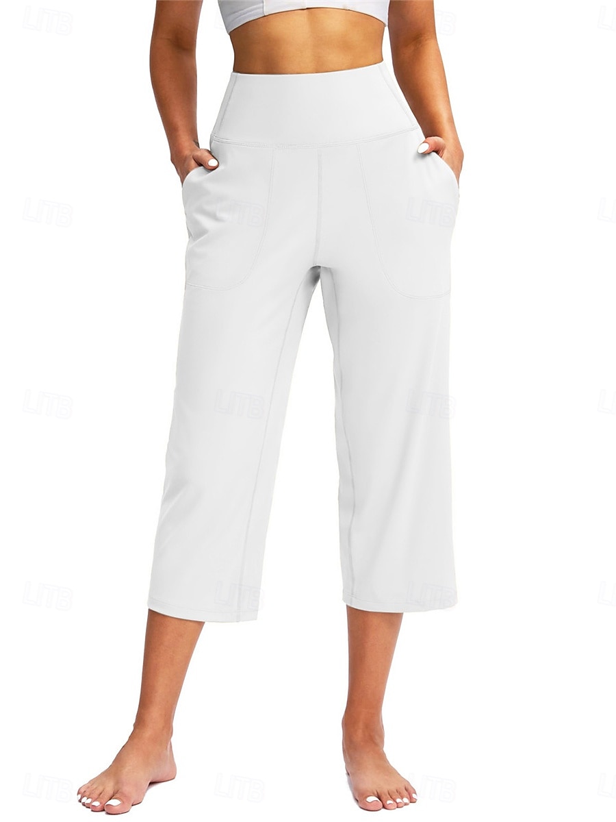 Femme Ample Chino Style classique Mollet Taille haute Plein Poche Confortable Doux Micro-élastique Yoga Casual Noir Blanche Abricot Café Printemps & Automne Standard de 2025 ? $22.99 –P8