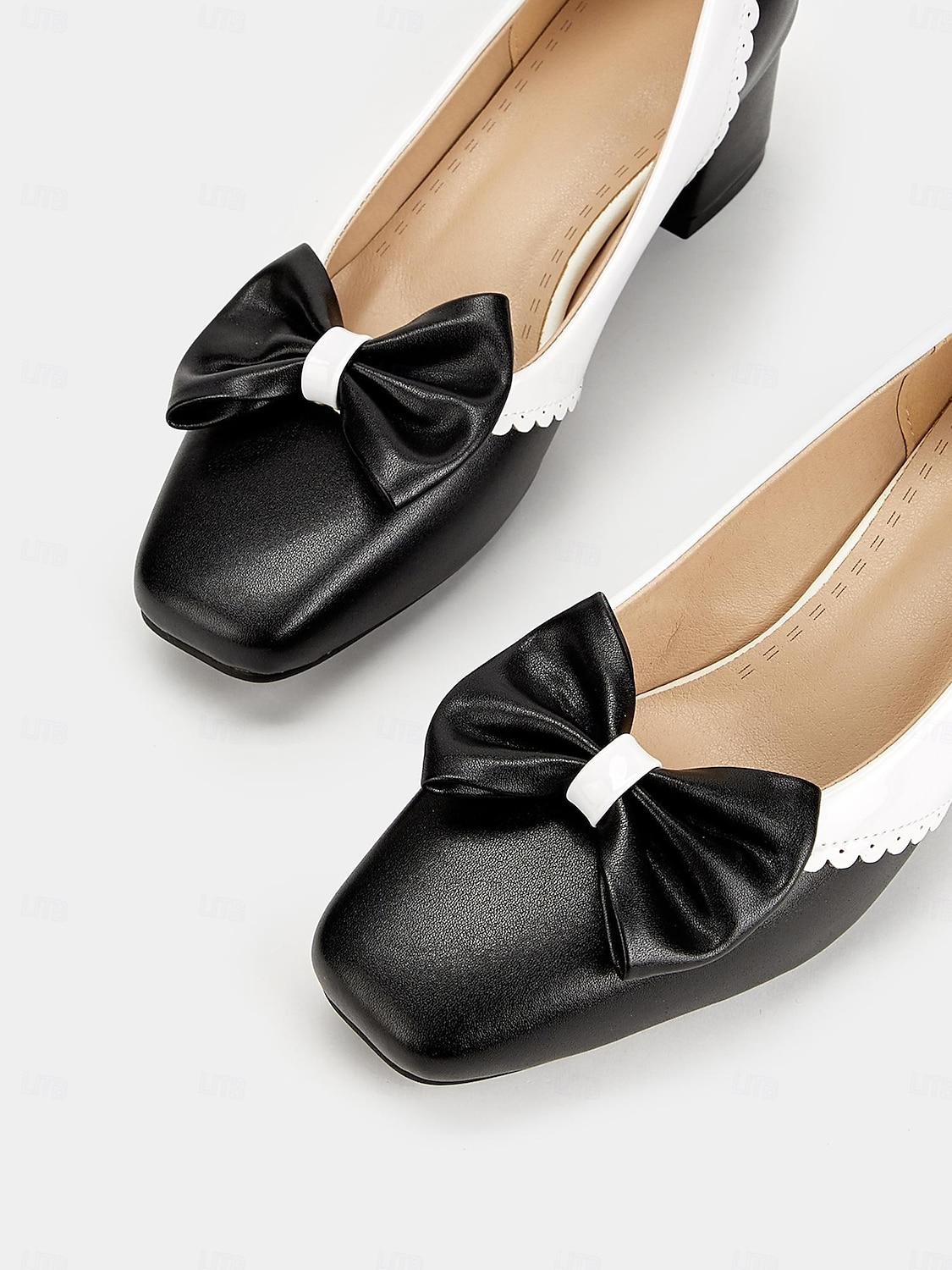 Women's Black and White Block Heel Pumps with Bow Detail – Vintage-Inspired Low-Heel Shoes for Office, Casual, and Dressy Occasions 2025 - $54.99 –P8