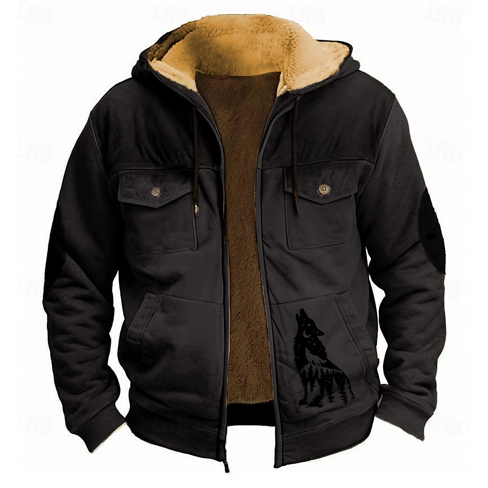 Homens Lobo Tosão Moletom Moletons Moletom Manga Longa Moletom com capuz Com Capuz Moda Impressão 3D Feriado Streetwear Preto Vermelho Zíper Bolsos Outono Inverno Designer de 2025 por $40.99 –P6