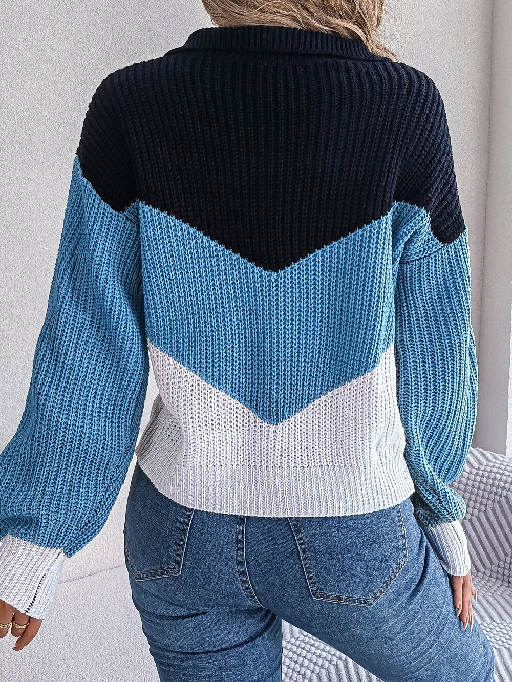 Per donna Felpa Giornaliero Informale A strisce Collo a polo Lavorato a maglia Manica lunga Top regolari Maglia Ufficio Blu Cachi Autunno Inverno del 2025 a $41.99 –P6