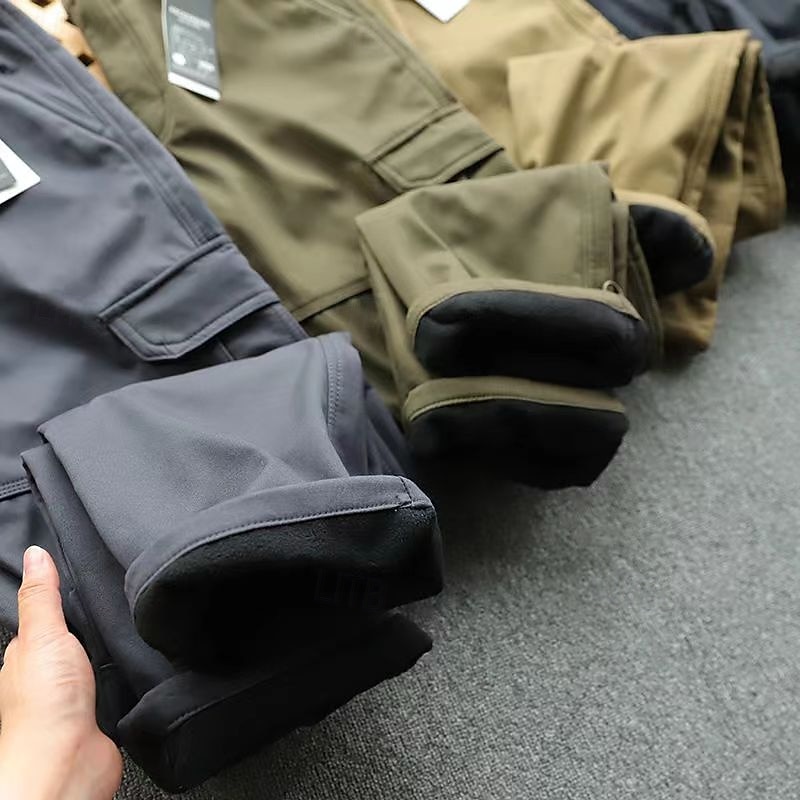 Pánské Kargo kalhoty Fleecové kalhoty Zimní kalhoty Teplé Jednobarevné Větruvzdorné Venkovní Plná délka Ležérní Kalhoty Vojenská zelená Armáda žlutá Vysoký pas Neelastické 2025 - $36.99 –P1