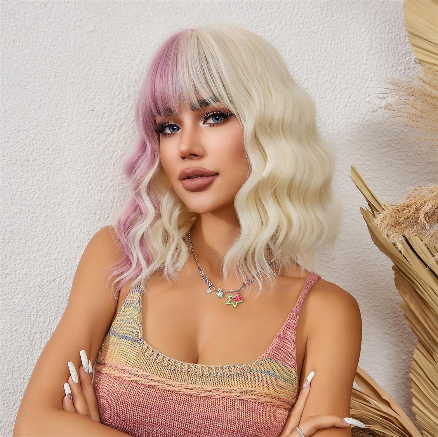 Synthetische pruiken Uniformen carrière Kostuums Prinses Gekruld Golvend Middelste stuk Gelaagd kapsel Machinegemaakt Pruik 35.6 cm Goudroze Synthetisch haar Dames Cosplay Feest Modieus Blond 2025 - $24.99 –P8