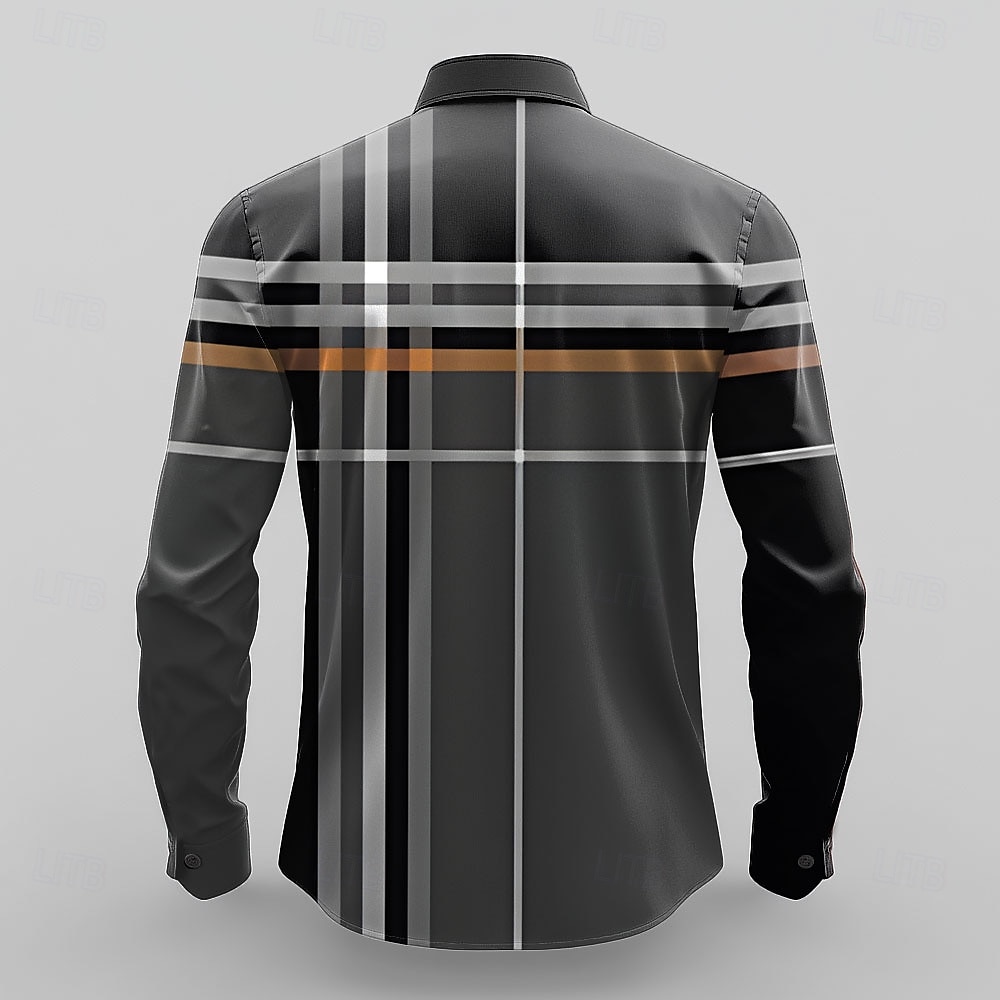 Men's Dress Shirt Button Up Shirt Geometric Pattern Business Daily Black Long Sleeve Shirt Collar Fall Winter Clothing Apparel Button Up 2025 - $26.99 –P2