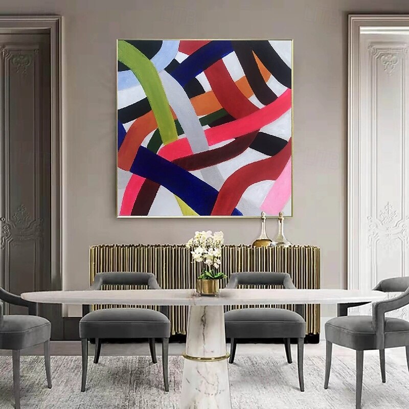 handgjord 3d färgglad oljemålning på duk stor handmålad abstrakt strukturerad palettkniv boho oljemålning väggkonst anpassade samtida minimalistiska konstverk för vardagsrum sovrum heminredning 2025 - $116.99 –P7