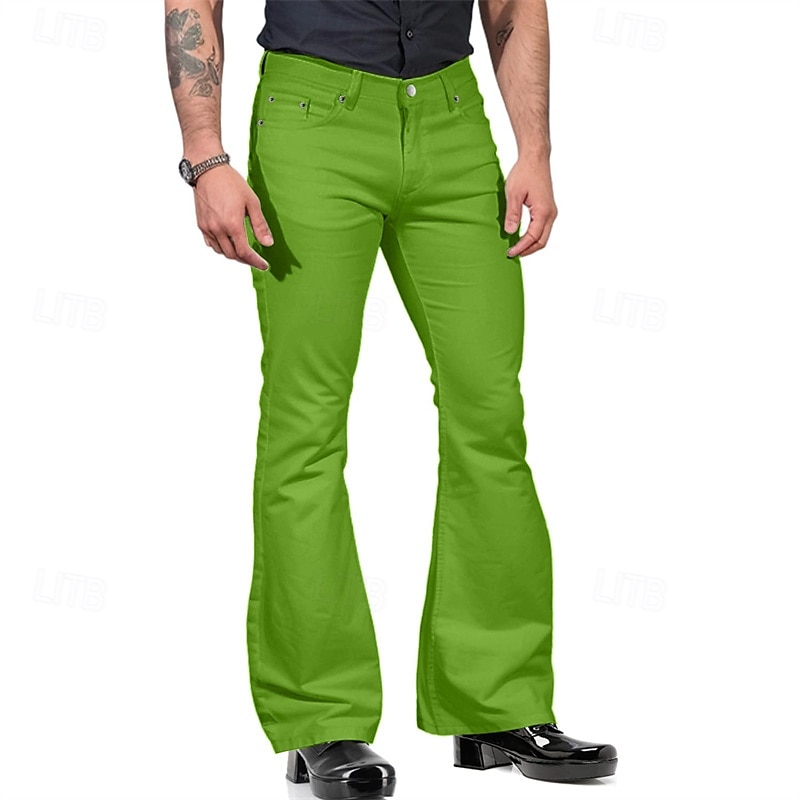 Herr Flared byxor Långbyxor Casual byxor Knappar Ficka Slät Komfort Utomhus Dagligen Mode Ledigt ArmyGreen Svart Microelastisk 2025 - $25.99 –P4