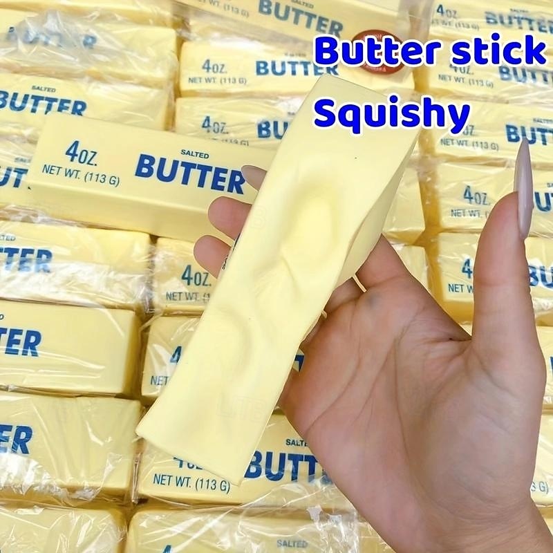Confezione da 2 giocattoli squishy a forma di bastoncino di burro, morbidi e lenti, da leccarsi le dita, giocattolo divertente per adulti del 2025 a GBP £12 –P5
