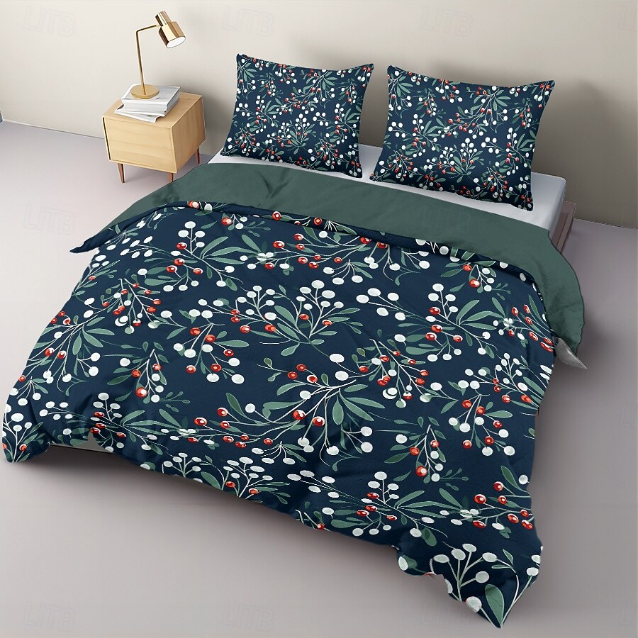 capa de edredom de natal com design de visco 100% algodão roupa de cama festiva para férias macia e aconchegante inclui capa de edredom e fronhas para decoração sazonal de quarto tamanho queen king de 2025 por $69.99 –P8