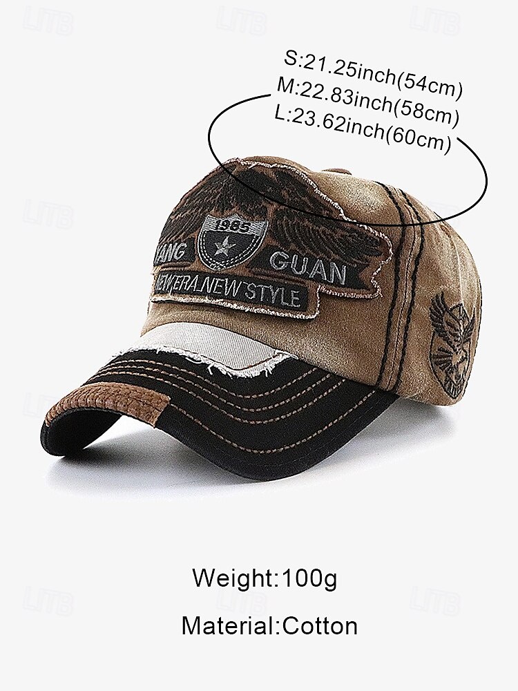 Vintage Distressed Baseball Cap with Embroidered Eagle Patch – Men's Casual Outdoor Hat for Sports and Fashion 2025 - $18.99 –P6