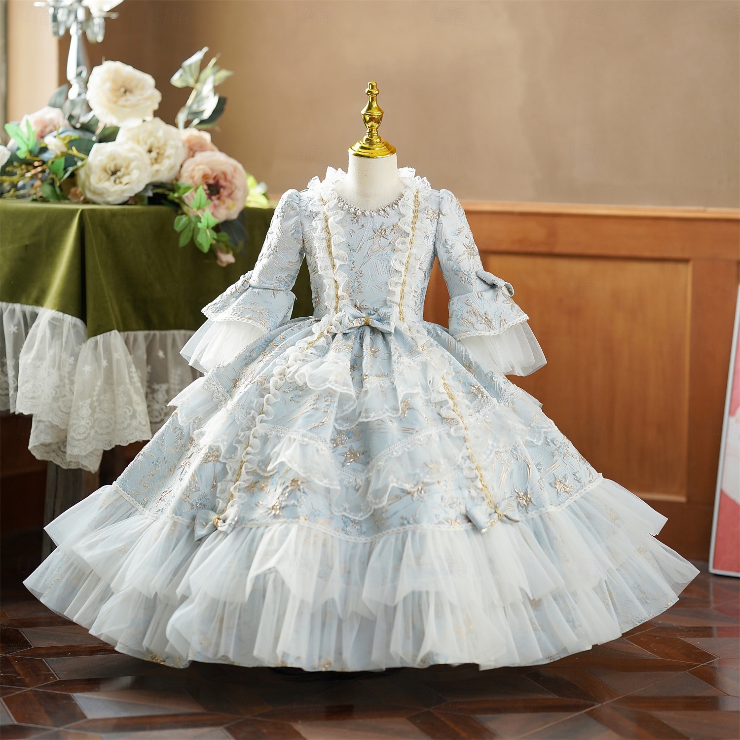 Rokoko Vintage inspiriert Kleid Partykostüm Maskerade Prinzessin Shakespeare Einfarbig Ballkleid Kostüm Mädchen königlich Halloween Karneval Kindertag Party Geburtstag Ferien Kinder Kleid Ganzjahres 2026 - $190.99 –P1