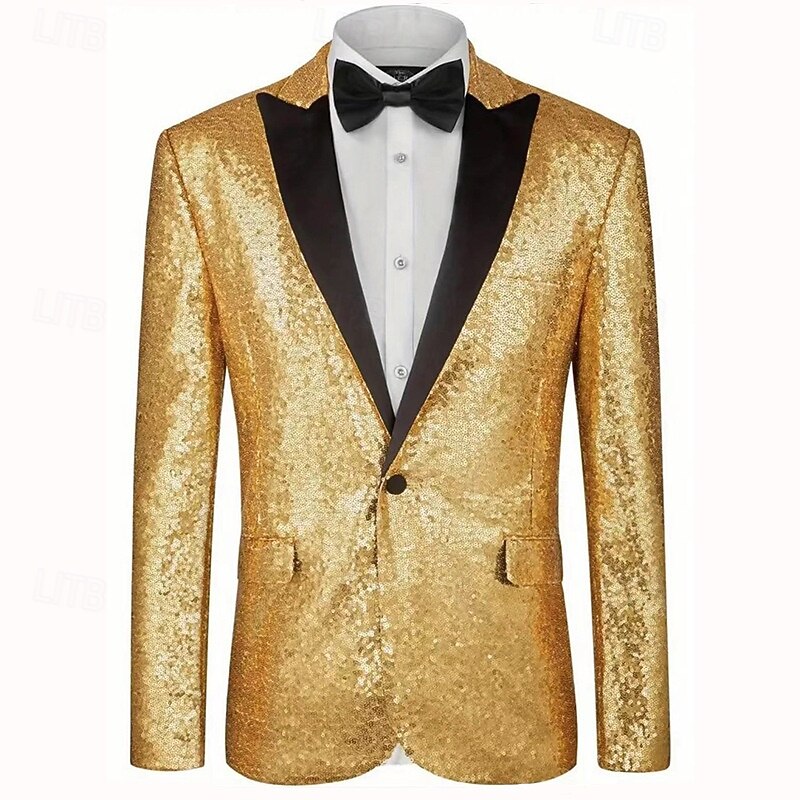 Per uomo Blazer Palcoscenico Cocktail party Ricevimento di matrimonio Moda Casual Primavera & Autunno Poliestere Plaid A righe Tasca Bottoni Confortevole Monopetto Giacca Argento Nero Rosso Blu del 2025 a $58.99 –P1