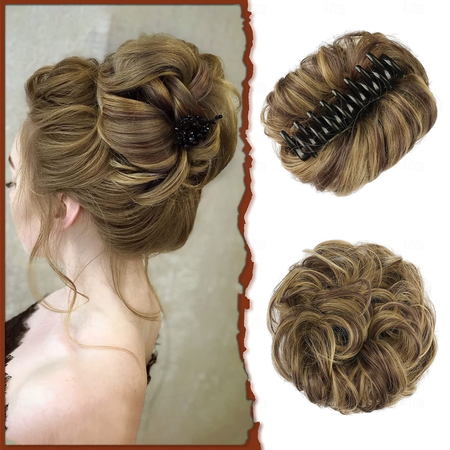 Chignon Chignon Con clip Capelli sintetici Pezzo di capelli Estensione capelli Ondulato Feste Giornaliero Da tutti i giorni Marrone Medio Castano Castano dorato del 2025 a $7.99 –P1
