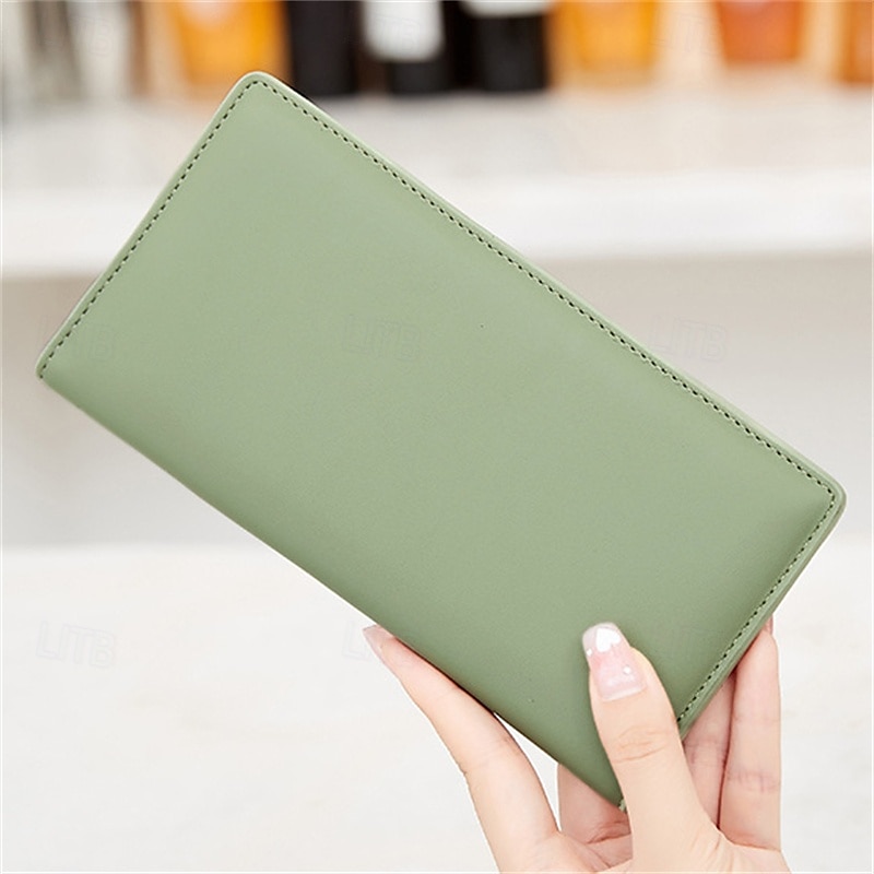 Portafoglio lungo ultra sottile bifold portatile in pelle PU con blocco RFID e più slot per carte e libretto degli assegni &titolari di carte di credito del 2025 a $22.99 –P5