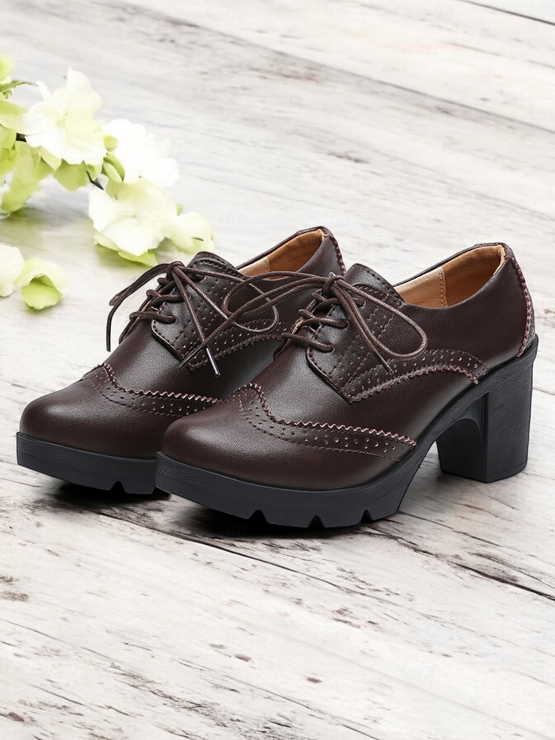 női világoskék fűzős brogue vaskos sarkú oxford cipő – vintage ihletésű platformsarkú hétköznapi és irodai viselethez 2025 - $54.99 –P6